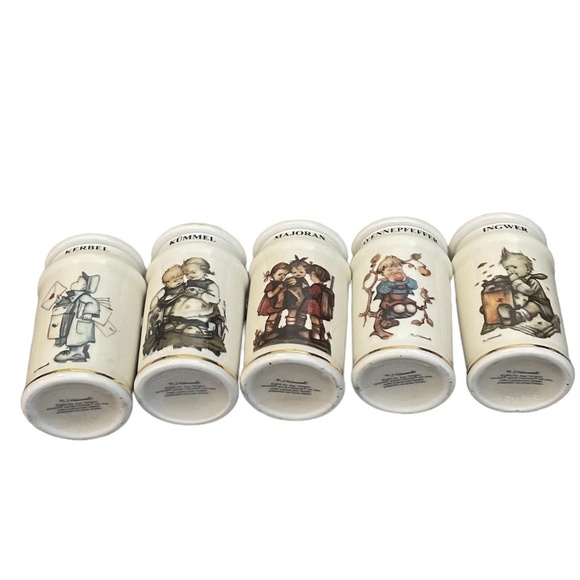 set of 5 vintage MJ Hummel porcelain spice jars, Danbury Mint 1987 Dutch version - Picture 3 of 10